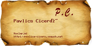 Pavlics Ciceró névjegykártya